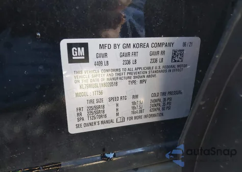 2022 Chevrolet Trailblazer Awd Rs z USA, uszkodzony, nr VIN KL79MUSL1NB020518